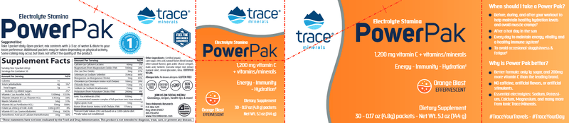 Power Pak Orange Blast Trace Minerals Research label