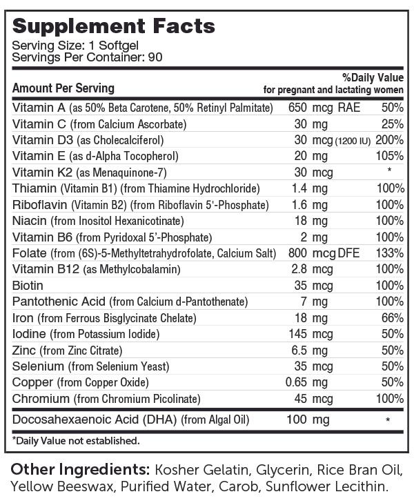 Prenatal Mini (Advanced Nutrition by Zahler) Supplement Facts