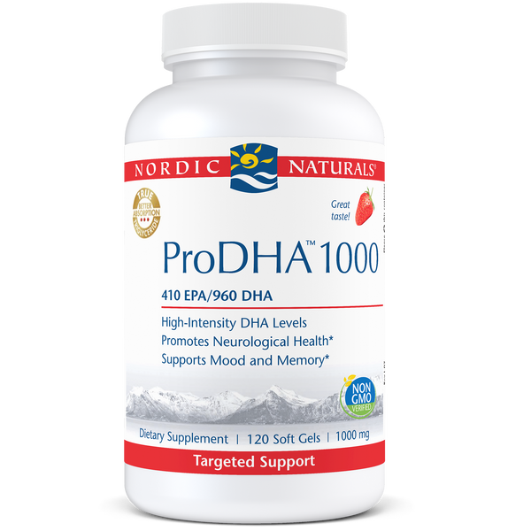 ProDHA 1000 Soft Gels Strawberry 120 Count (Nordic Naturals) front