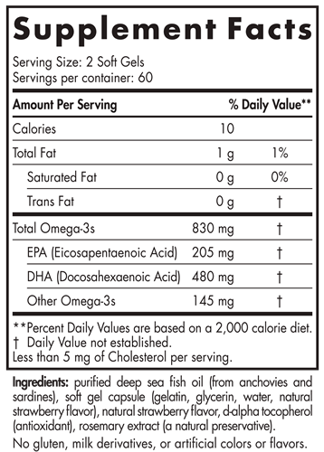 ProDHA 120 Soft Gels Strawberry (Nordic Naturals) Supplement Facts