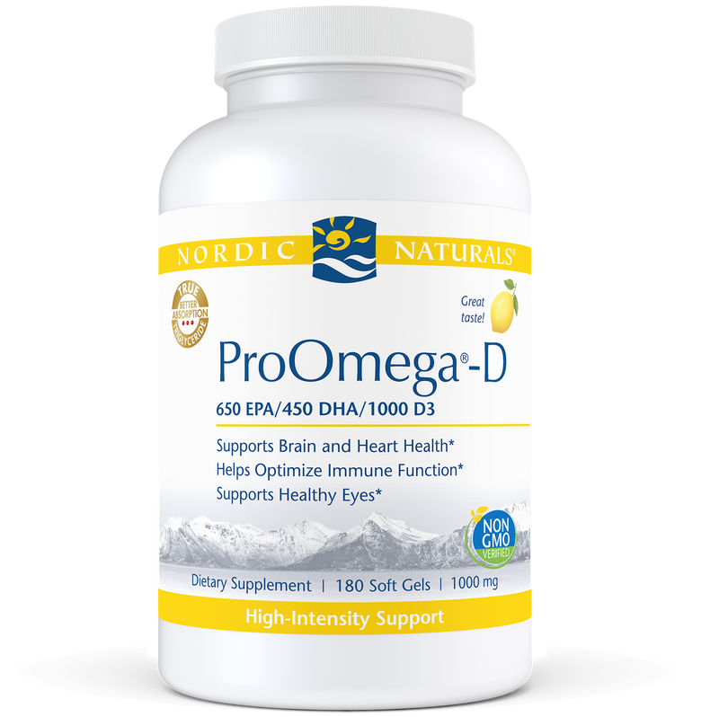 ProOmega-D Soft Gels Lemon 180 Count (Nordic Naturals) front