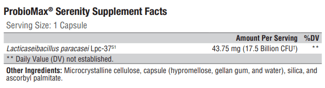 ProbioMax Serenity (Xymogen) Supplement Facts