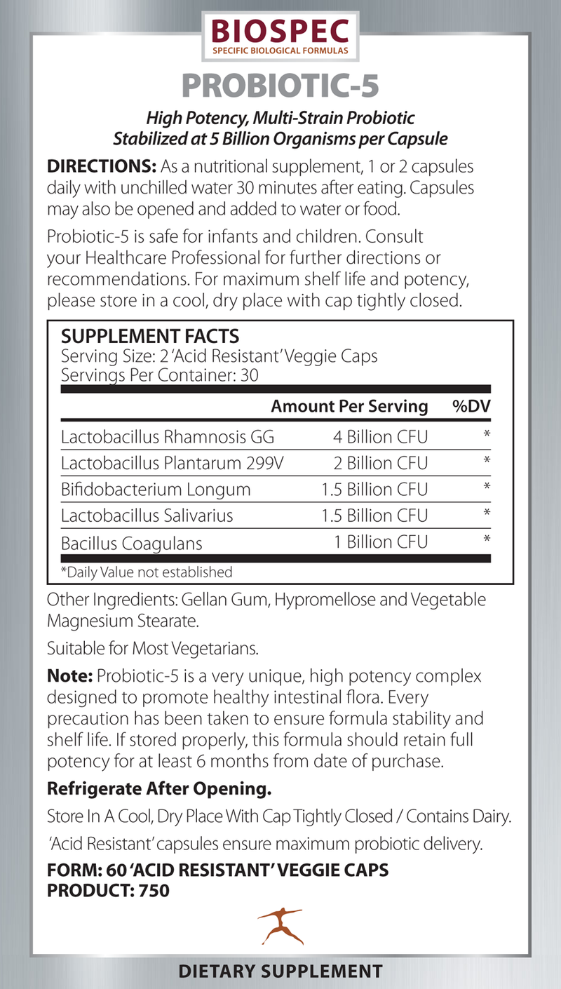 Probiotic-5 (Biospec Nutritionals) Supplement Facts