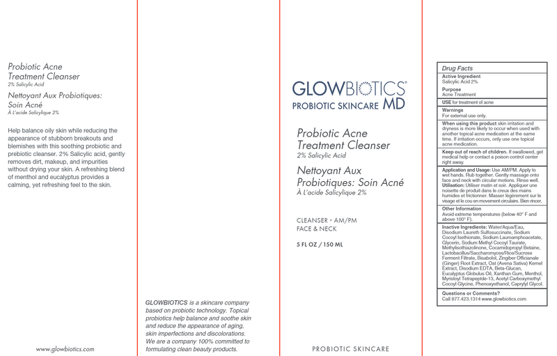 Probiotic Acne Treatment Cleanser (GLOWBIOTICS) Label