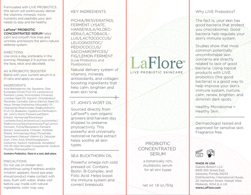 Probiotic Serum Concentrate (LaFlore) Label