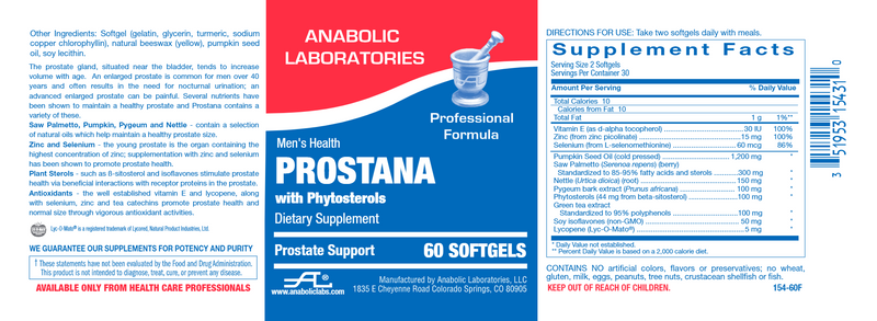Prostana (Anabolic Laboratories) Label