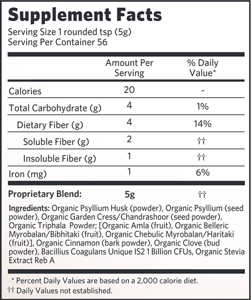 Psyllium Pre & Probiotic Cinnamon Organic India Supplement Facts