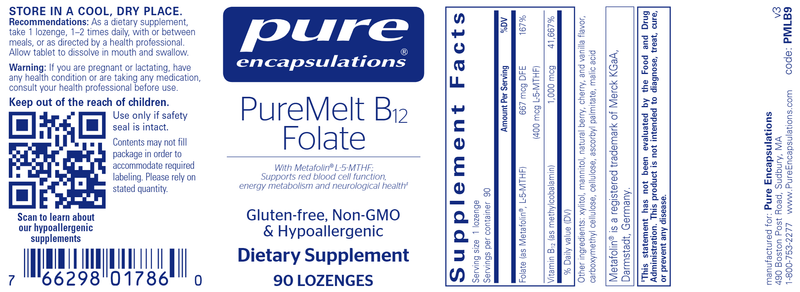 BACKORDER ONLY - PureMelt B12 Folate 90's