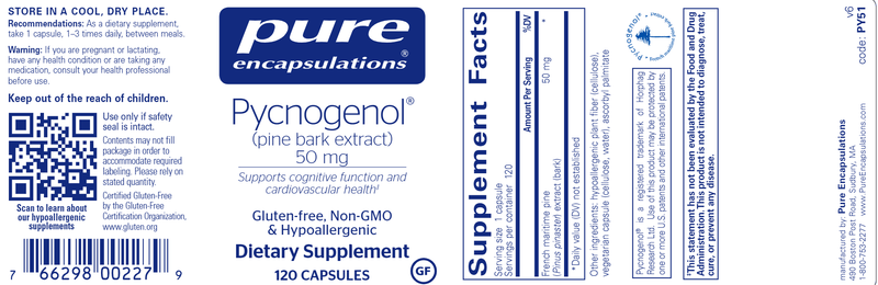 Pycnogenol 50 Mg. 120 Count