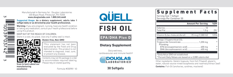 BACKORDER ONLY - Quell Fish Oil Epa/Dha Plus D 30 Count