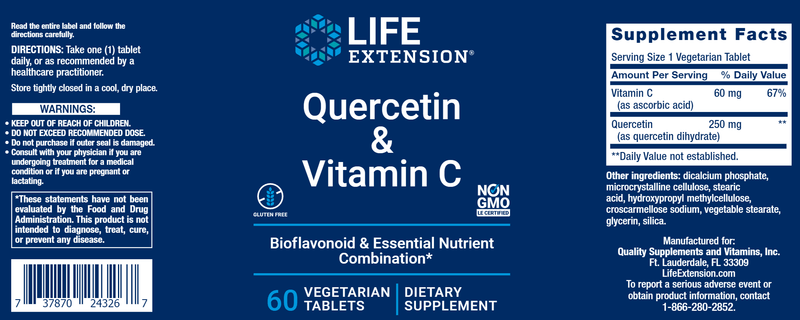 Quercetin & Vitamin C Life Extension Label