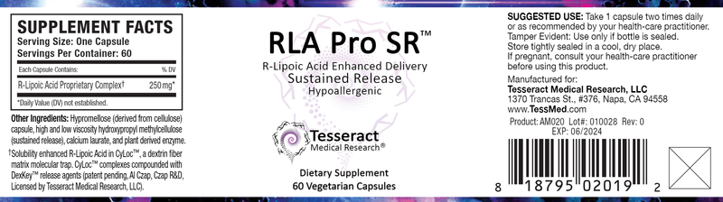 RLA PRO SR (Tesseract Medical Research) Label