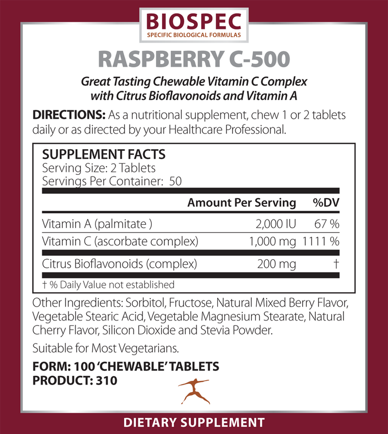 Raspberry C-500 (Biospec Nutritionals) Supplement Facts