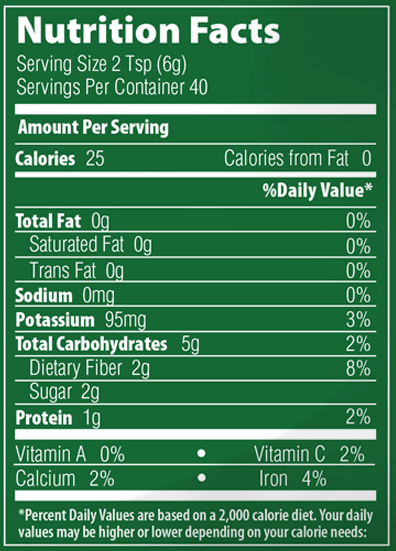 Raw Organic Maca Root Powder (Metabolic Response Modifier) Nutrition Facts