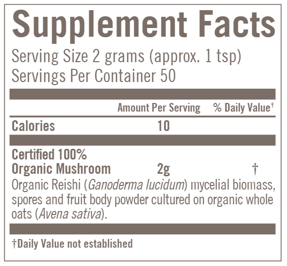 Reishi (Ganoderma lucidum) (Om Mushrooms) 100g supplement facts