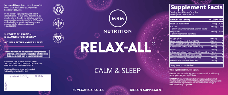 Relax-ALL (Metabolic Response Modifier) Label