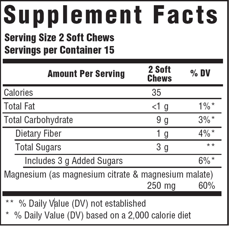 Relax + Calm Magnesium Soft Chews (MegaFood) Supplement Facts