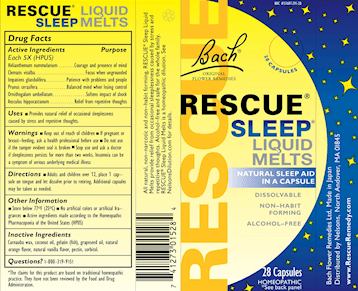 Rescue Sleep Liquid Melts (Nelson Bach) Label