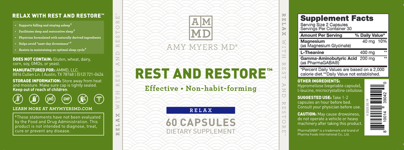 Rest and Restore (Amy Myers MD) Label