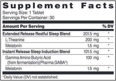 Restful Night Extended Release (Dr. Whitaker/Whitaker Nutrition) Supplement Facts