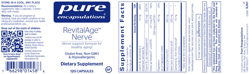 RevitalAge Nerve (Pure Encapsulations) label