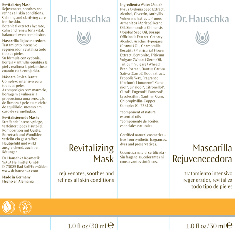 Revitalizing Mask (Dr. Hauschka Skincare) Label