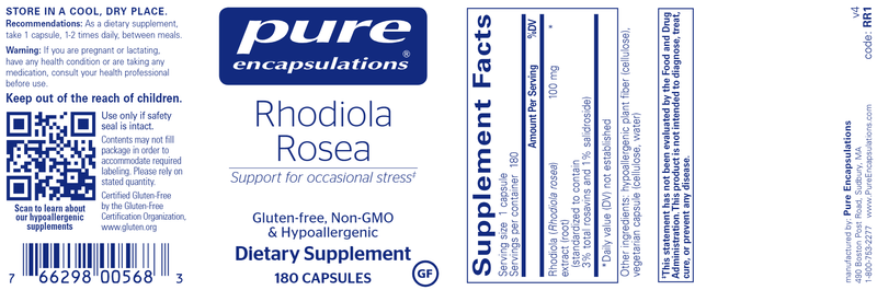 Rhodiola Rosea 180 Count