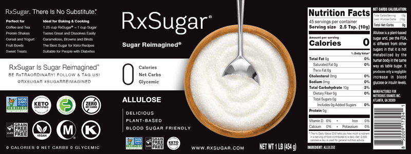 RxSugar One Pound Canister (RxSugar) Label