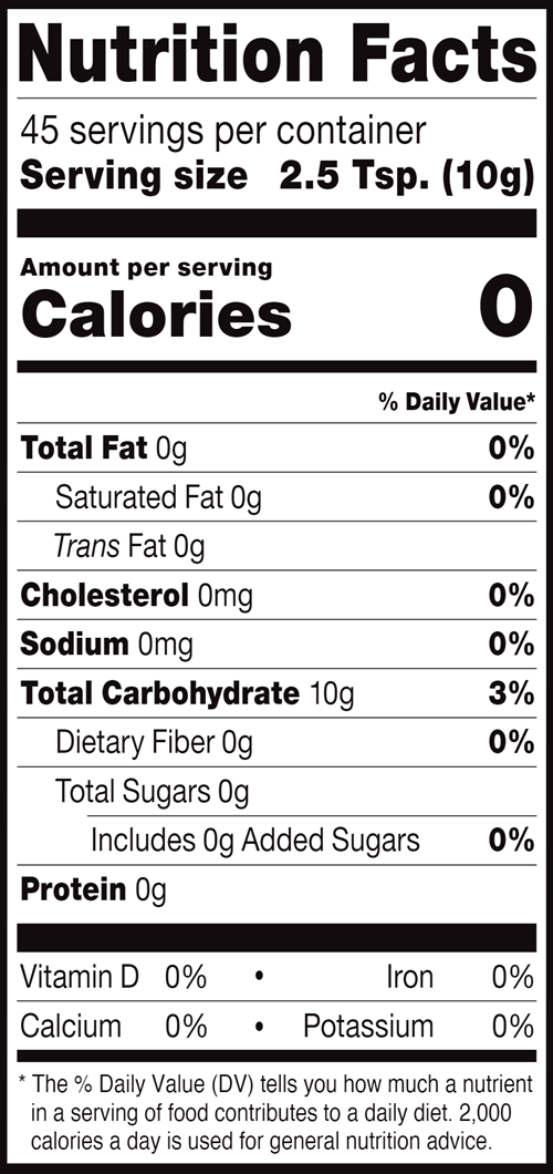 RxSugar One Pound Canister (RxSugar) Nutrition Facts