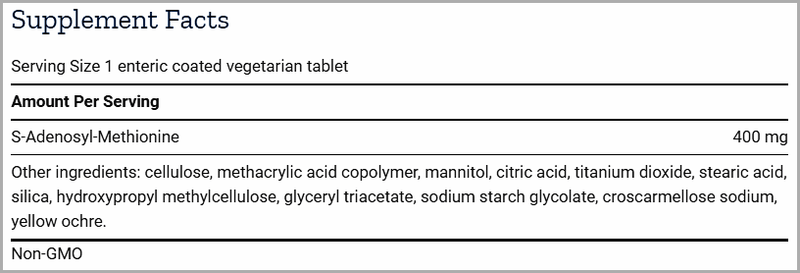 SAMe 400mg (Life Extension) Supplement Facts