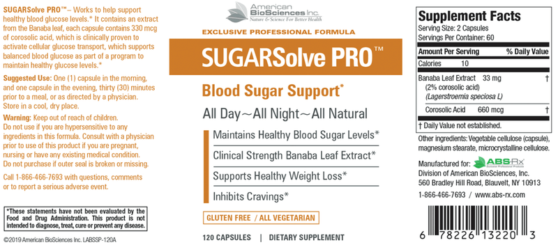 SUGARSolve PRO (American BioSciences) Label