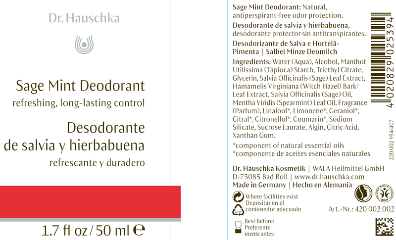 Sage Mint Deodorant (Dr. Hauschka Skincare) Label