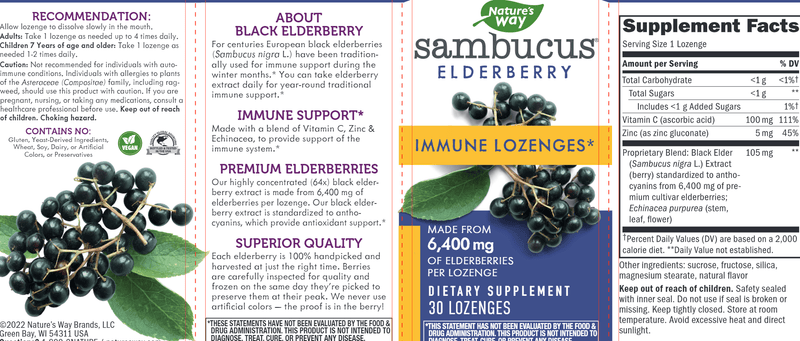 sambucus immune lozenges nature's way label