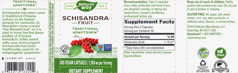 Schizandra 580 mg (Nature's Way) Label