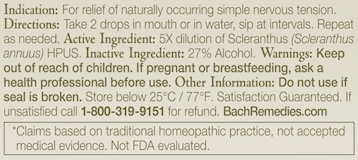 Scleranthus Flower Essense (Nelson Bach) Ingredients