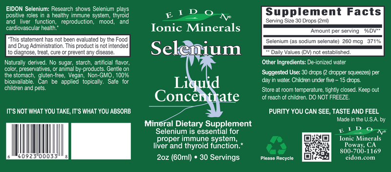 Selenium Liquid (Eidon) Label