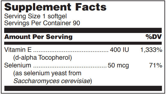 Selenium + Vitamin E Douglas Labs supplement facts