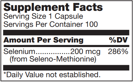 BACKORDER ONLY - Seleno-Methionine 200 Mcg 100 Count