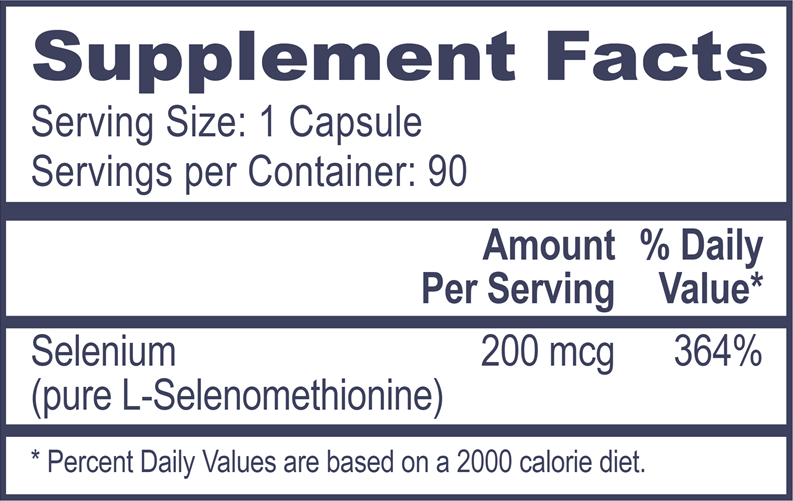 Selenomethionine Professional Health Products Supplement Facts