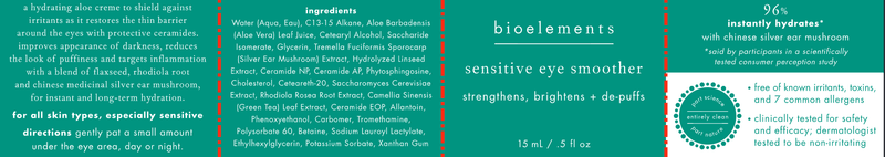 Sensitive Eye Smoother (Bioelements INC) Label