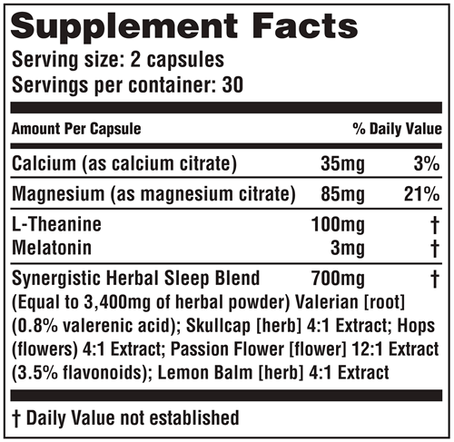 Serene Sleep (American Nutriceuticals, LLC) supplement facts