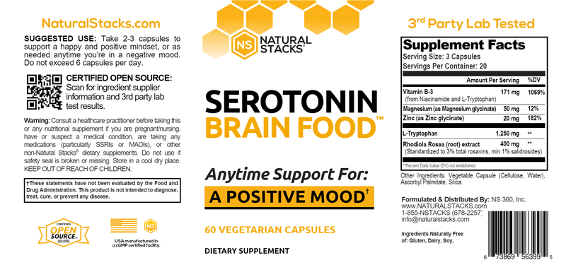 Serotonin Brain Food (Natural Stacks) Label