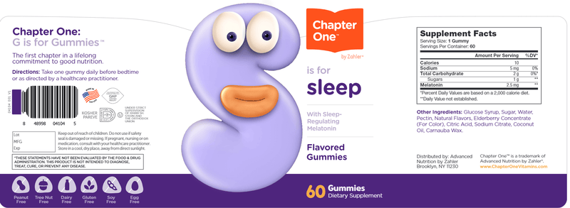 sleep gummies chapter one label