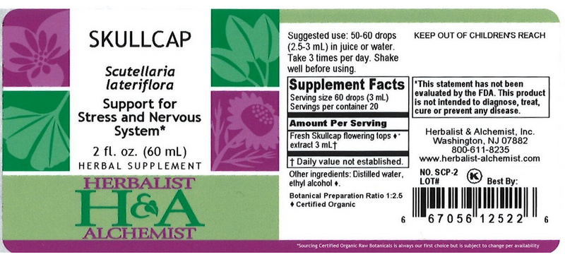 Skullcap Extract (Herbalist Alchemist) Label