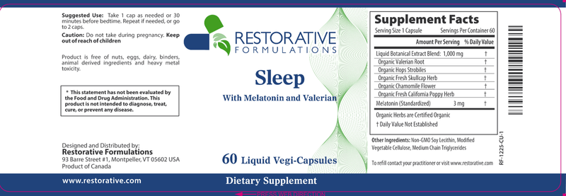 Sleep (Restorative Formulations) Label