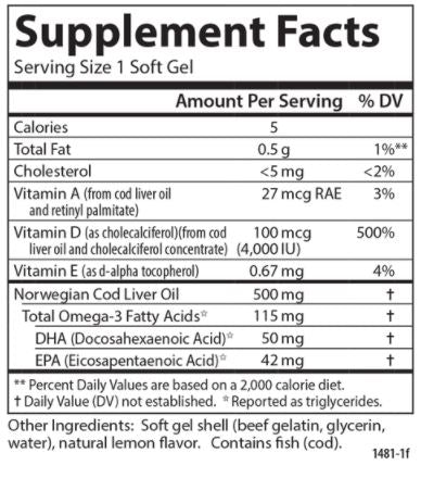 Solar D 4000 IU (Carlson Labs) Supplement Facts