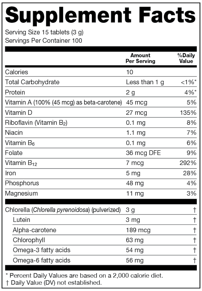 Sun Chlorella Econ (Sun Chlorella USA) Supplement Facts