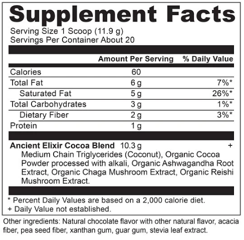 Superfood Cocoa (Ancient Nutrition) Supplement Facts