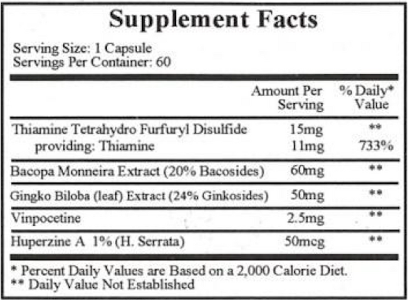 Synaptin (Ecological Formulas) Supplement Facts