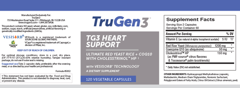 TG3 Heart Support (TruGen3) Label